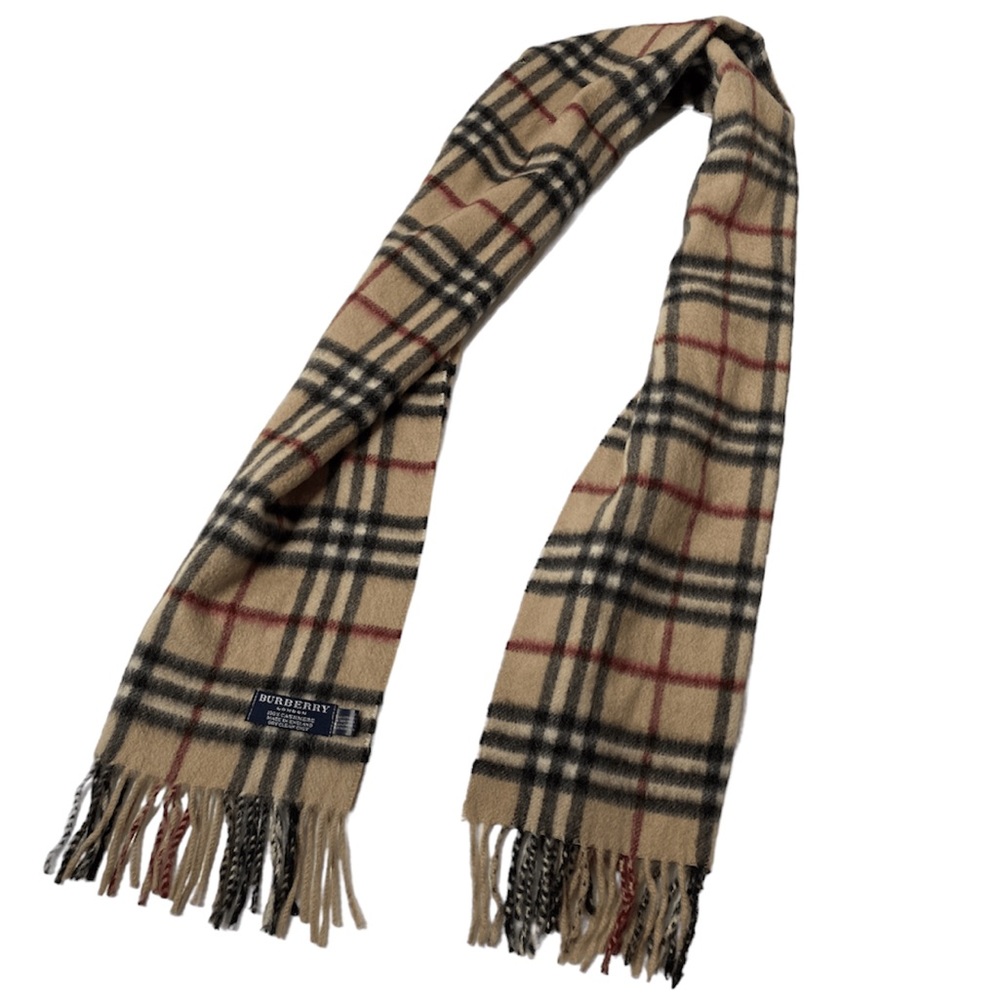 Burberry Fringe Scarf Classic Plaid Vintage Unisex Womens Mens Burberry Scarf - Picture 5 of 16